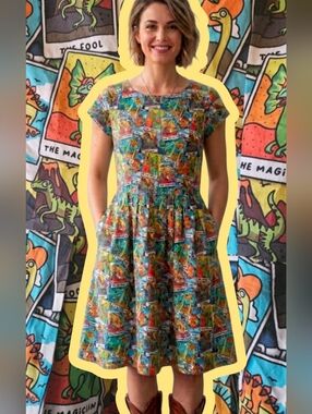 Run & Fly Dino Tarot Card Tea Dress 🦖✨